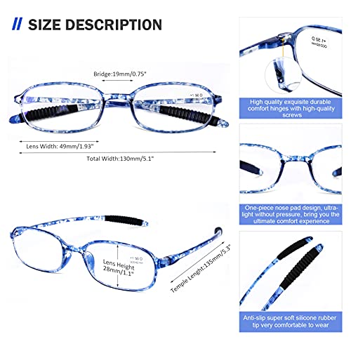 AQWANO 4 Pack Computer Reading Glasses Blue Light Blocking Lightweight TR90 Flexible Frame UV400 Protection Readers for Women Men +2.75 - Image 2