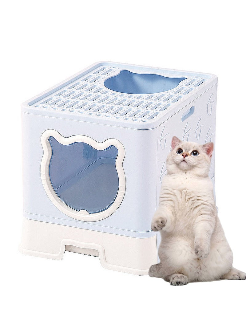 كيدل صندوق القمامة القط الكبير القابل للطي مع غطاء سهل التنظيف مضاد للرش مربع مرحاض القط المغلق - Image 1