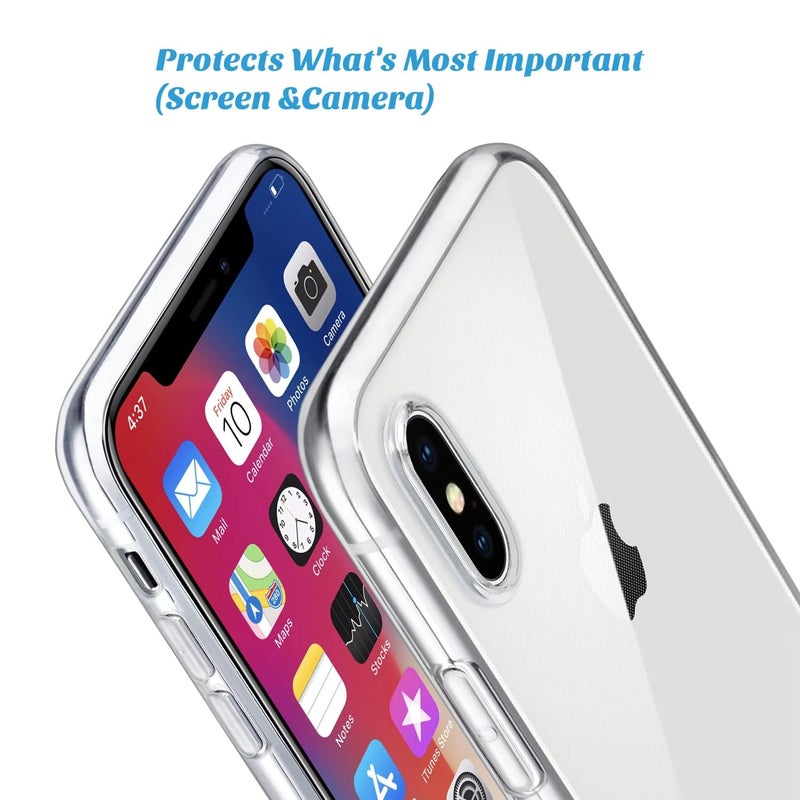 Realcase غطاء خلفي مصمم لجهاز iPhone X/XS | غطاء شفاف | مرن رقيق يناسب بشكل مثالي | حماية كاملة 360 من الصدمات غطاء خلفي TPU (شفاف) - Image 4