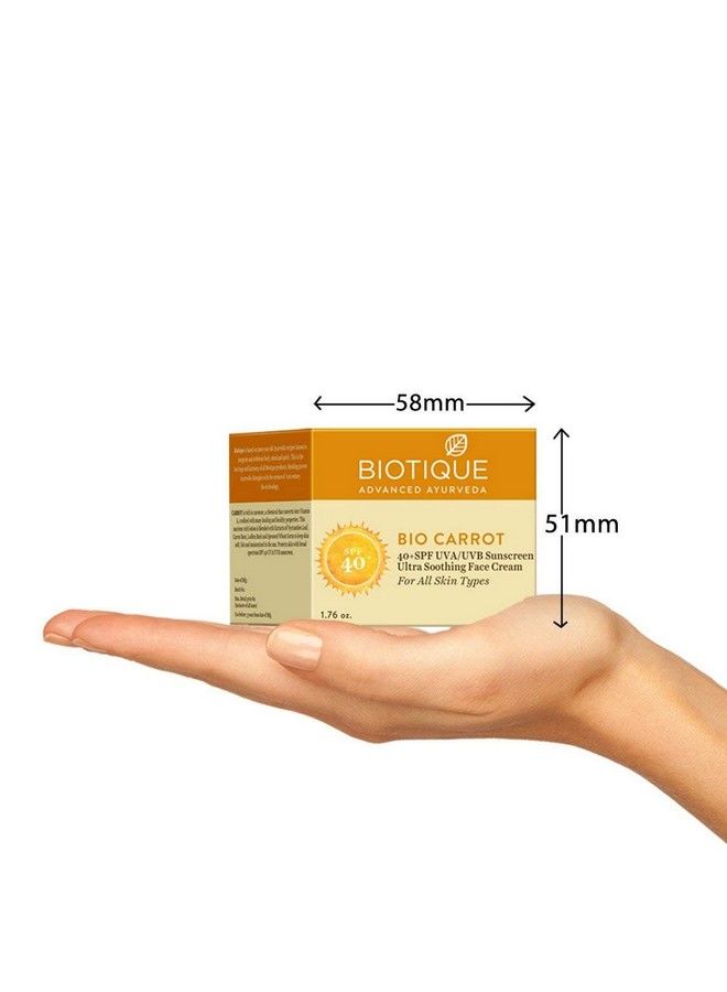 Biotique Botanicals Bio Carrot Spf40 Sunscreen Ultra Soothing Face Cream (For All Skin Types) - Image 3