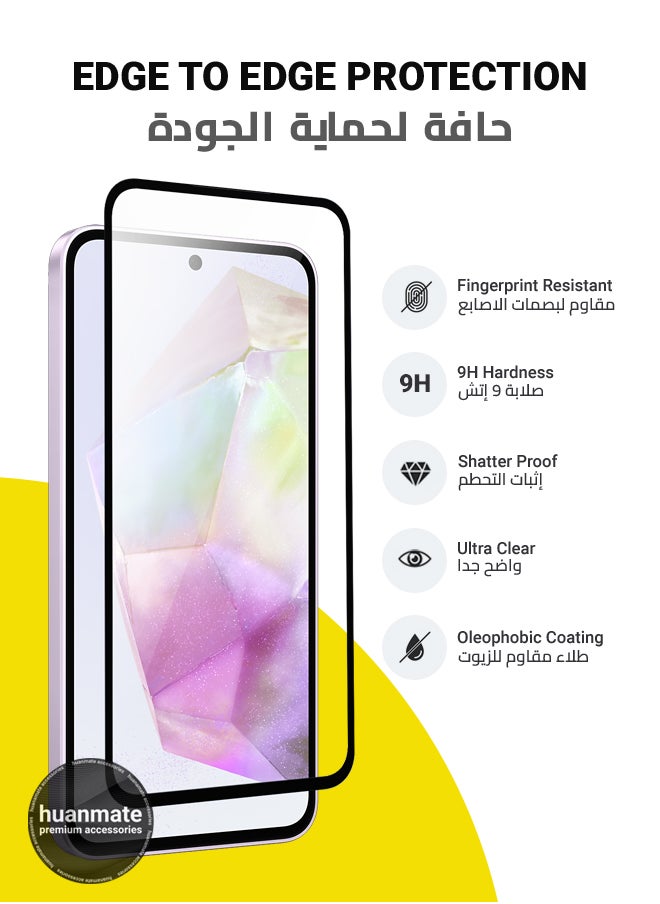 huanmate - Samsung Galaxy A35 Screen Protector – Premium Edge to Edge Tempered Glass, High Transparency, Delicate Touch, Anti-Explosion, Smooth Arc Edges, Easy Installation - Image 1