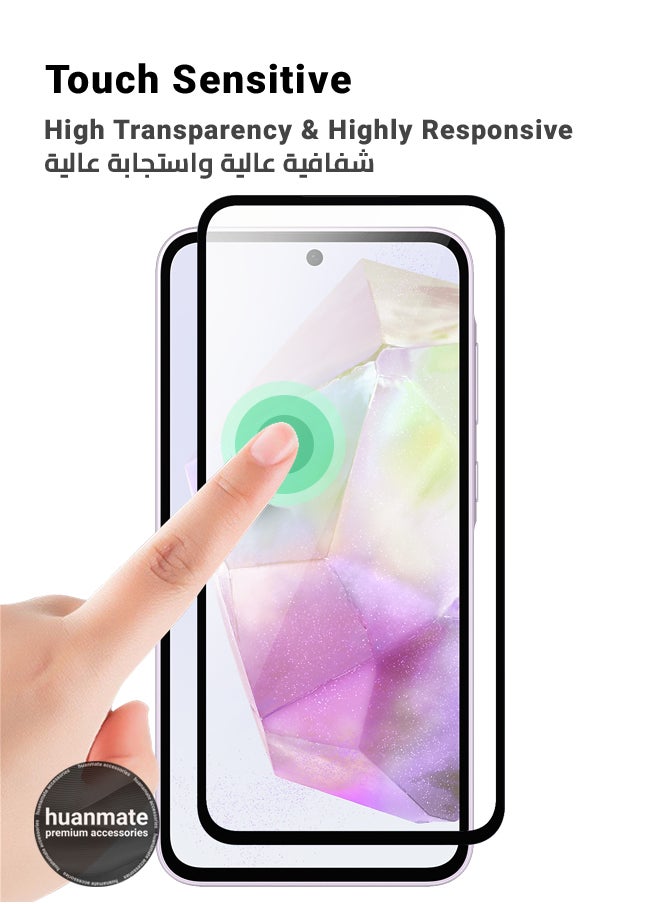 huanmate - Samsung Galaxy A35 Screen Protector – Premium Edge to Edge Tempered Glass, High Transparency, Delicate Touch, Anti-Explosion, Smooth Arc Edges, Easy Installation - Image 1