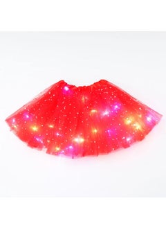 Generic Kids LED Light-Up Sequin Tutu Skirt Red 