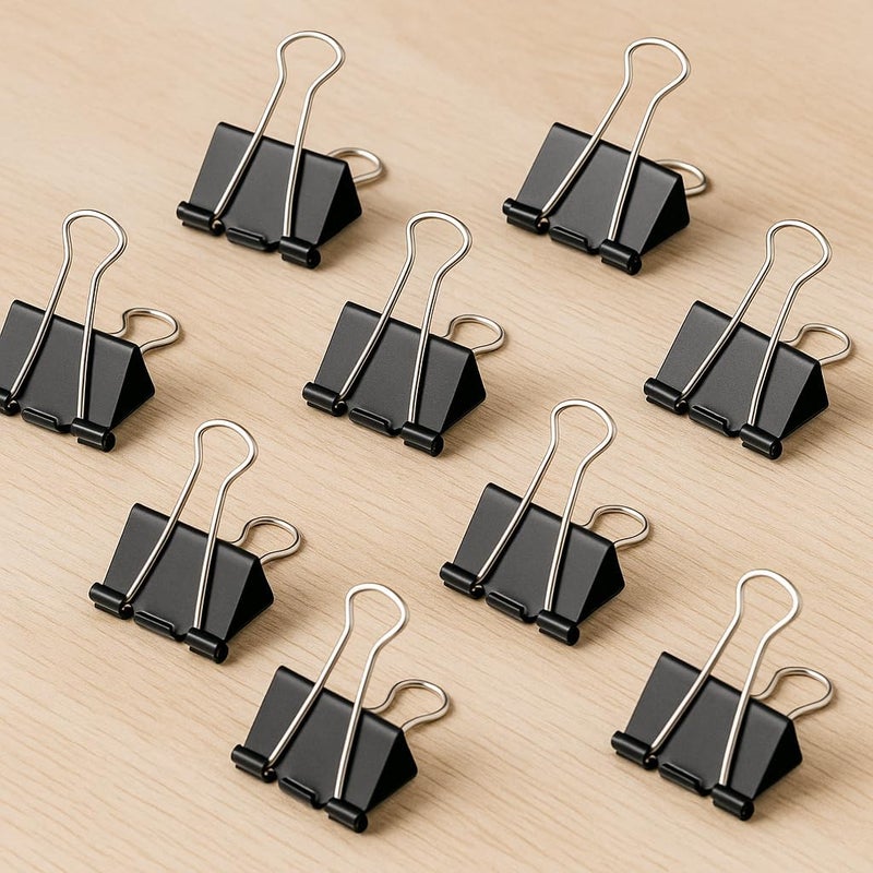 Fitto Binder Clips - Heavy Duty Metal Clamps for Organizing Papers, Files, Office Supplies, and Schoolwork - Durable, Reusable, Ideal for Home, Office, and Classroom Use (12Pcs 41mm, Black) - Image 2