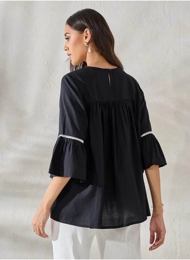 ستايلي Embroidery Yoke Detail Relaxed Fit Top