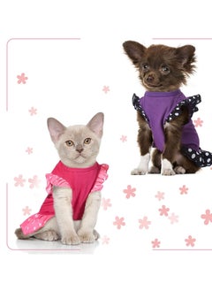 Y&D 2 Pieces Pet Dress - Shirt Puppy Skirt Cute Dog with Lovely Word, Summer Clothes Apparel for Small Dogs, and Cats, Doggie Party (Love Me, Small)  - Image 2