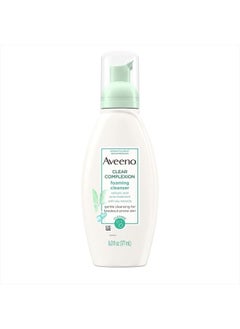 Aveeno Clear Complexion Foaming Oil-Free Facial Cleanser with Salicylic Acid for Breakout Prone Skin, Face Wash with Soy Extracts, Hypoallergenic and Non-Comedogenic, 6 fl. oz (Pack of 2)  - Image 1
