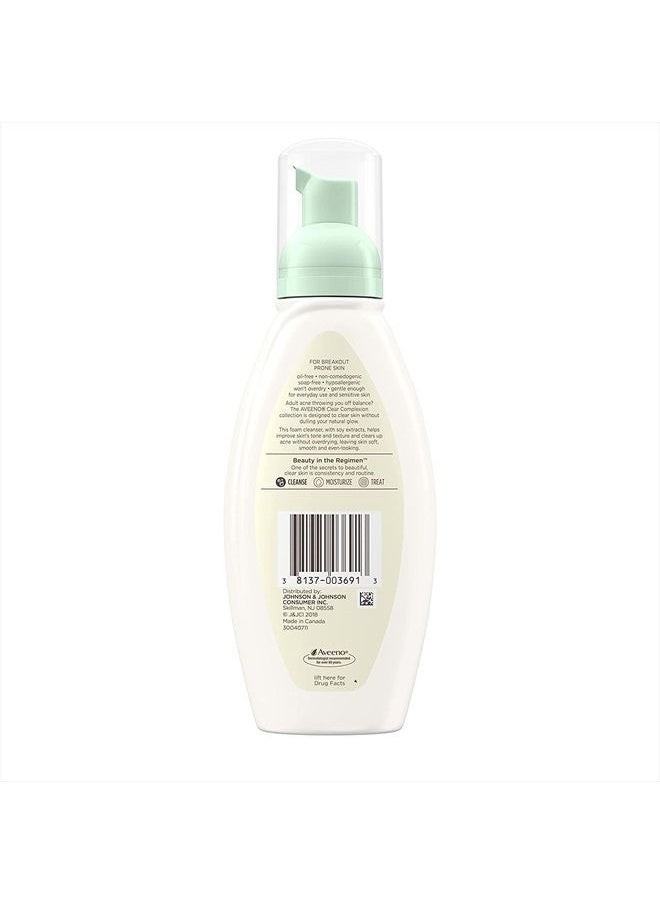 Aveeno - Clear Complexion Foaming Oil-Free Facial Cleanser with Salicylic Acid for Breakout Prone Skin, Face Wash with Soy Extracts, Hypoallergenic and Non-Comedogenic, 6 fl. oz (Pack of 2) - Image 1