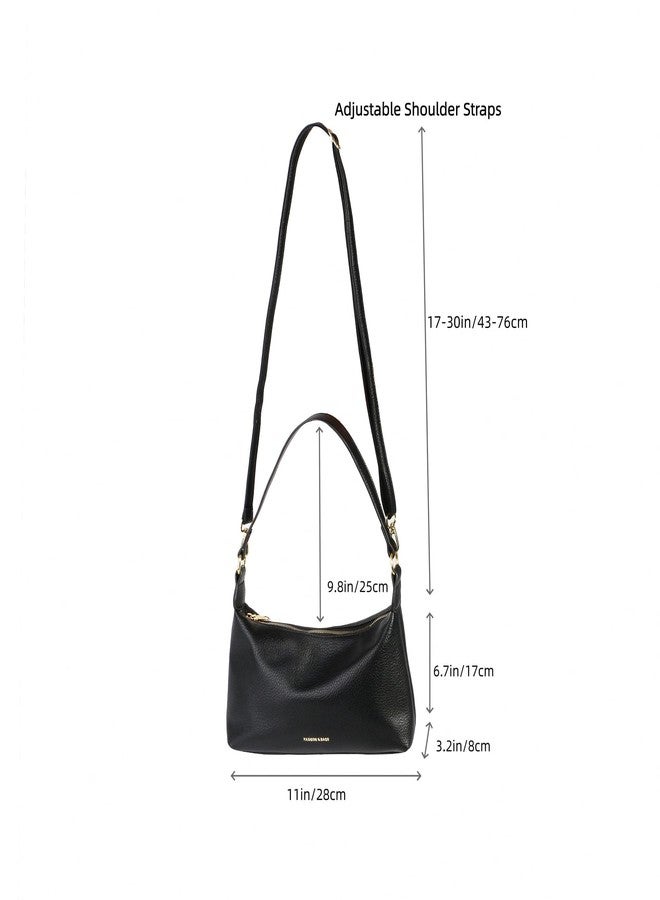 Eiyye Black Hobo Bag for Women Soft PU Leather Underarm Shoulder Bag with Zipper Small Crescent Purse with Adjustable Strap Lightweight Everyday Handbag - Image 4