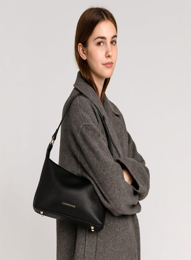 Eiyye Black Hobo Bag for Women Soft PU Leather Underarm Shoulder Bag with Zipper Small Crescent Purse with Adjustable Strap Lightweight Everyday Handbag - Image 2
