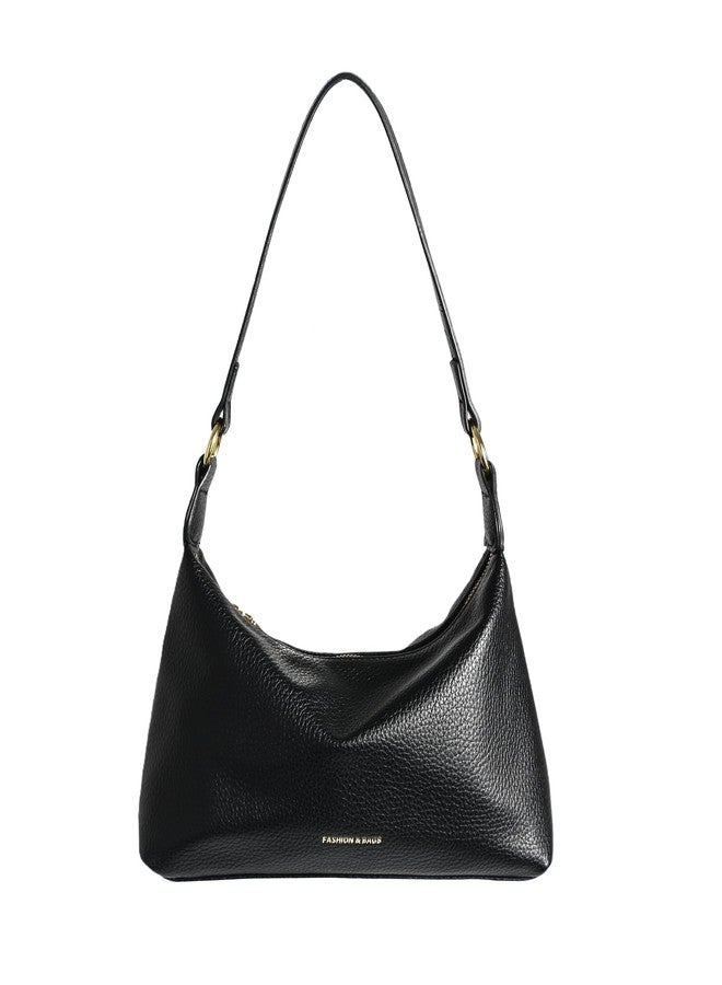 Eiyye Black Hobo Bag for Women Soft PU Leather Underarm Shoulder Bag with Zipper Small Crescent Purse with Adjustable Strap Lightweight Everyday Handbag - Image 1