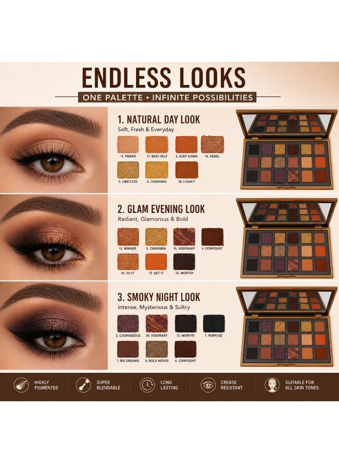 ZENORA 18 Colors Eyeshadow Palette – Highly Pigmented Matte & Shimmer Eyeshadow Kit | Long Lasting, Blendable, Professional Makeup Palette for All Skin Tones - Image 4