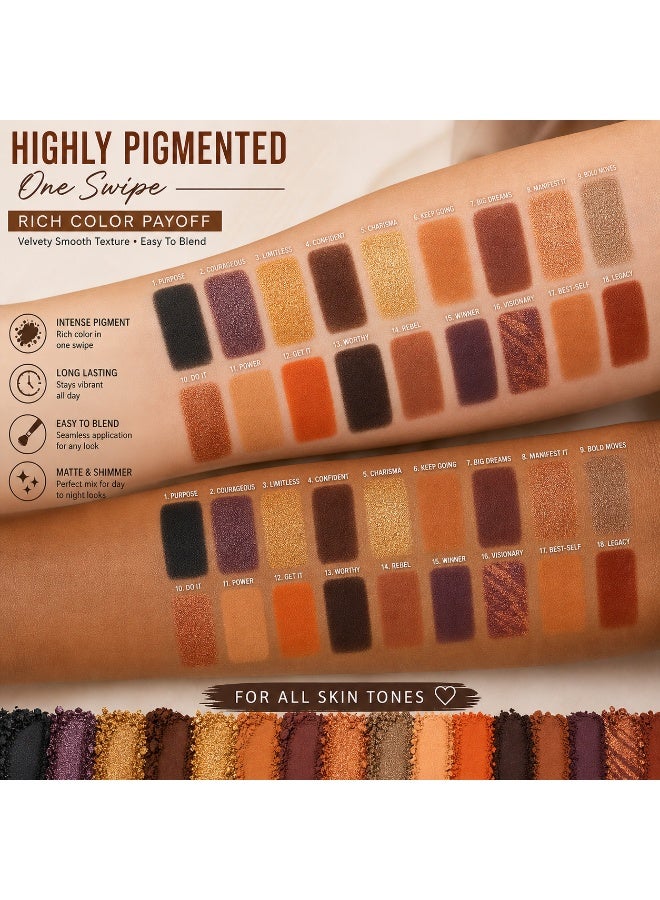 ZENORA 18 Colors Eyeshadow Palette – Highly Pigmented Matte & Shimmer Eyeshadow Kit | Long Lasting, Blendable, Professional Makeup Palette for All Skin Tones - Image 3