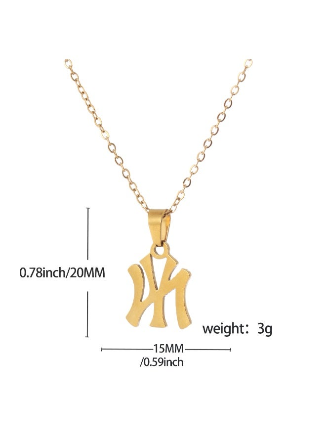 18K Gold Plated - Silver Necklace Stainless Steel Pendant Necklace Link Chain Pendant High Polished Finish Gift Idea - Image 2