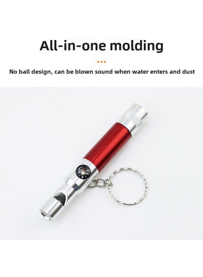 Generic Wild Survival Whistle Outdoor Keychain Treble Compass Mini Flashlight Three In One-Color:Gold - Image 3