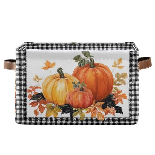 senya Thanksgiving Day Storage Basket Leaves Pumpkin Autumn Foldable Fabric Collapsible Storage Bins Organizer Bag for Clothes - Image 1