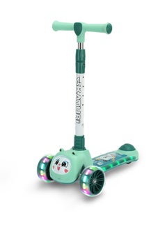 LB Foldable Kids 3-Wheel Kick Scooter with LED Lights – Adjustable Handlebar Cute Animal Design Lean-to-Steer and Flashing Wheels Music  - Image 1