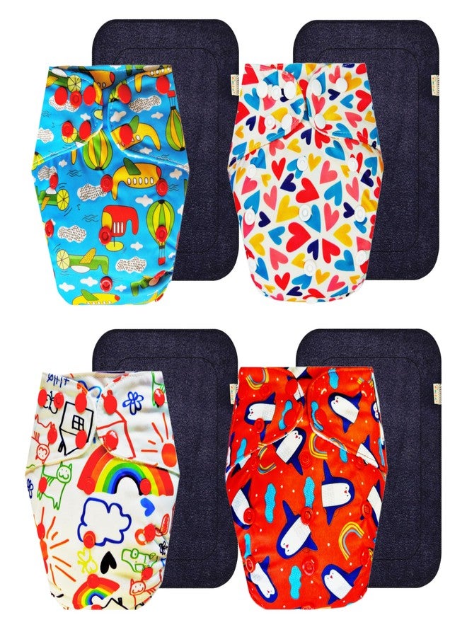 Dumbledo Premium Cloth Diaper with Gray Insert (Pack of 4) | Snug Fit | Leakproof | Travel Friendly | Trusted by Moms | 3 Months - 3 Years | Unisex Baby - Image 1