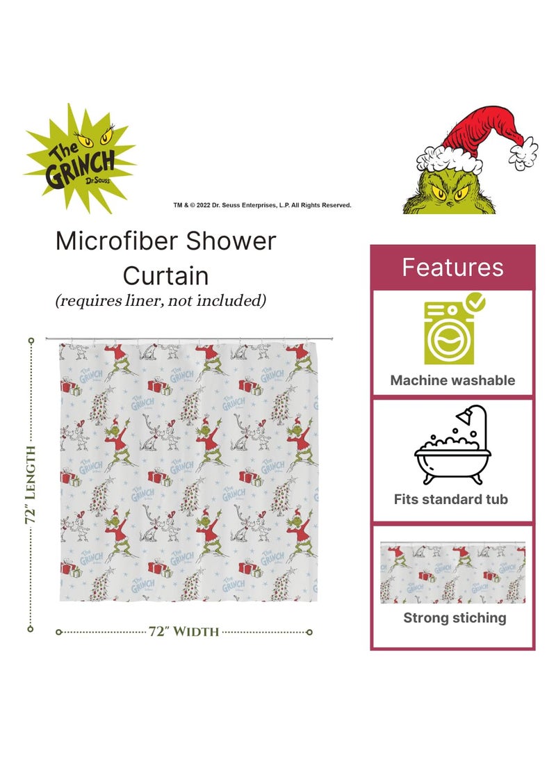 Franco Franco Grinch Holiday Christmas Bath Microfiber Shower Curtain  72x72  (Officially Licensed Product)  - Image 2