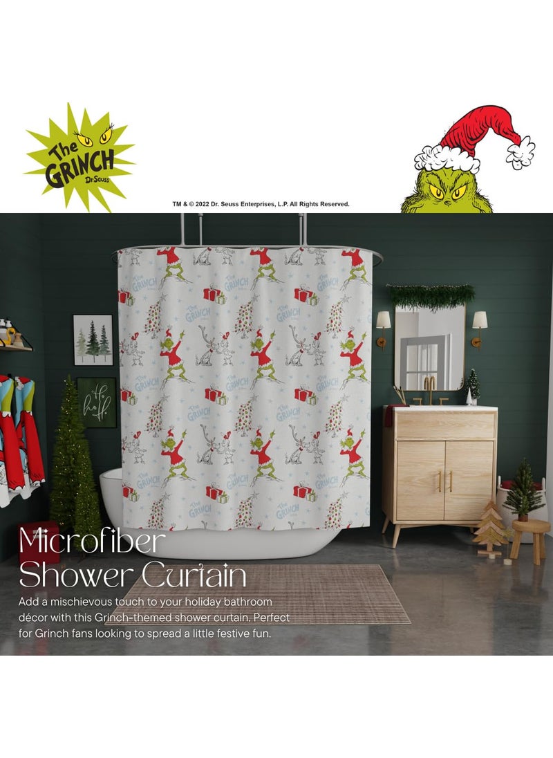 Franco Franco Grinch Holiday Christmas Bath Microfiber Shower Curtain  72x72  (Officially Licensed Product)  - Image 3