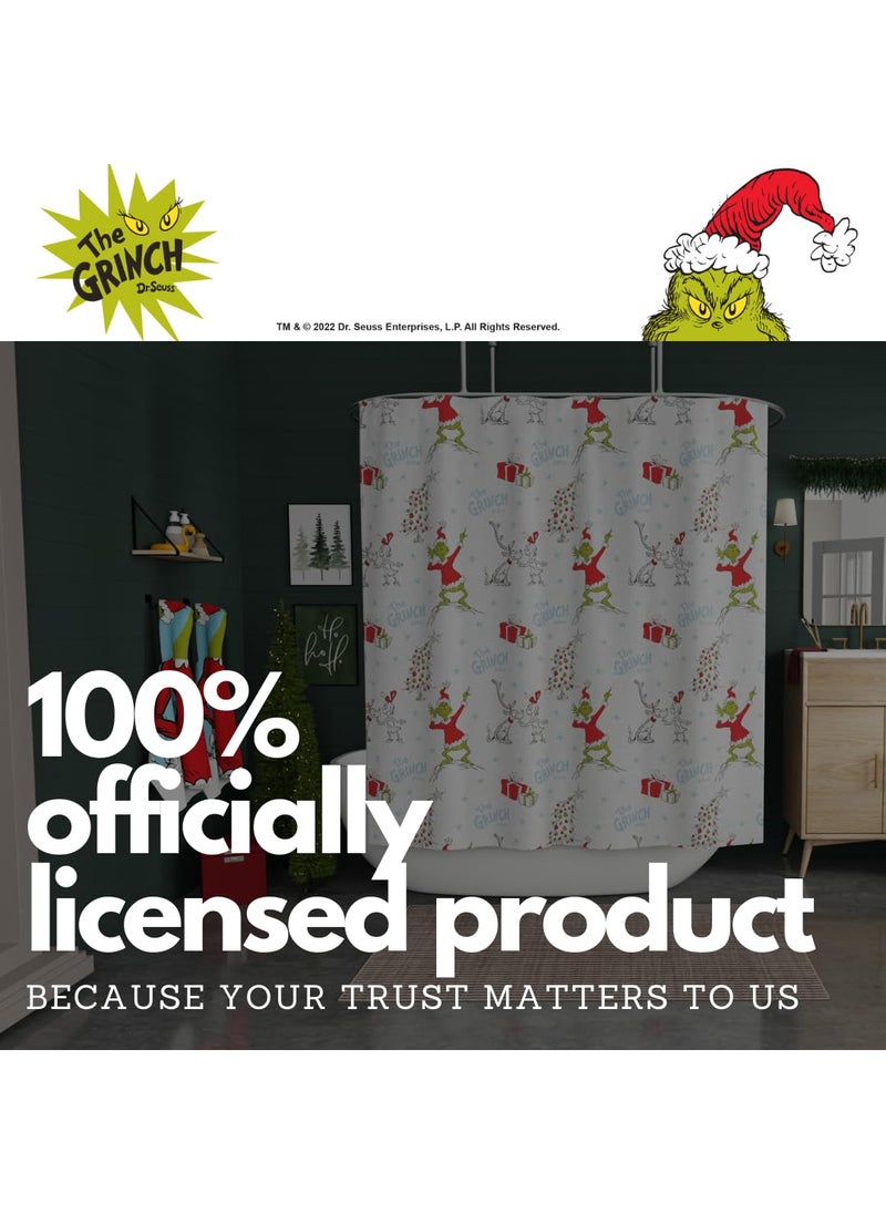 Franco Franco Grinch Holiday Christmas Bath Microfiber Shower Curtain  72x72  (Officially Licensed Product)  - Image 4