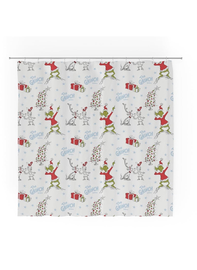 Franco Franco Grinch Holiday Christmas Bath Microfiber Shower Curtain  72x72  (Officially Licensed Product)  - Image 1
