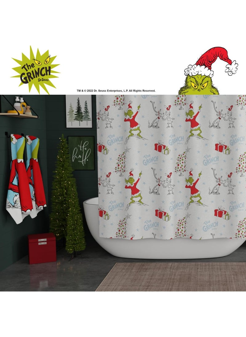 Franco Franco Grinch Holiday Christmas Bath Microfiber Shower Curtain  72x72  (Officially Licensed Product)  - Image 5