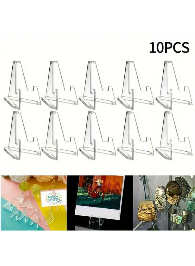 10 Pack Clear Acrylic Display Stands 5.4cm for Cards Coins Picture Frames - Image 1