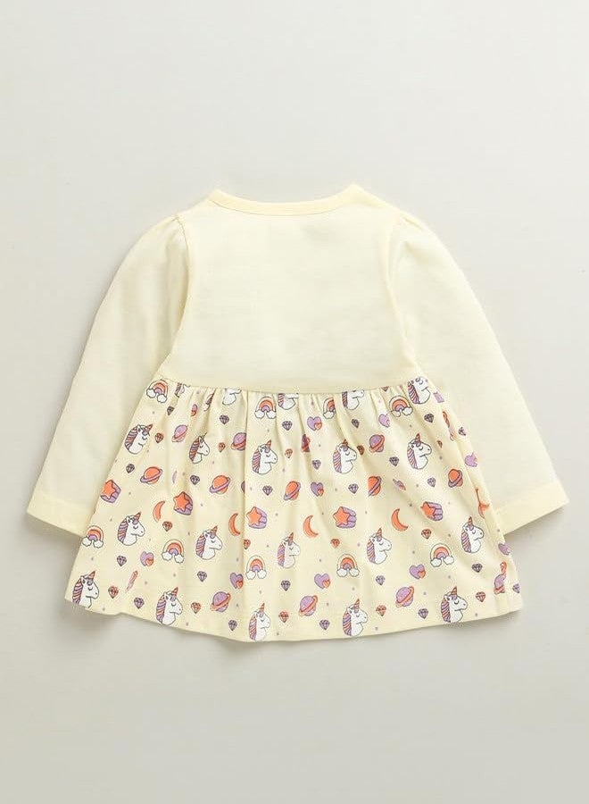 BUMZEE Baby Girls Cotton Knee Length Fit & Flare Dress Cream - 6-9 Months (Peb10674D-crm) - Image 3