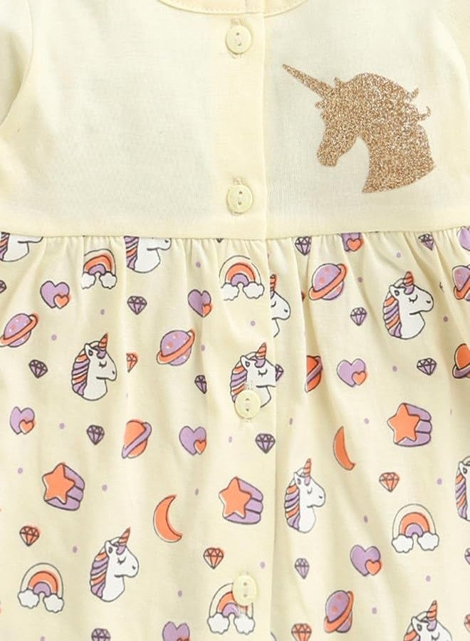 BUMZEE Baby Girls Cotton Knee Length Fit & Flare Dress Cream - 6-9 Months (Peb10674D-crm) - Image 4