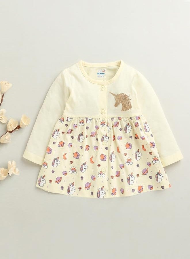 BUMZEE Baby Girls Cotton Knee Length Fit & Flare Dress Cream - 6-9 Months (Peb10674D-crm) - Image 5