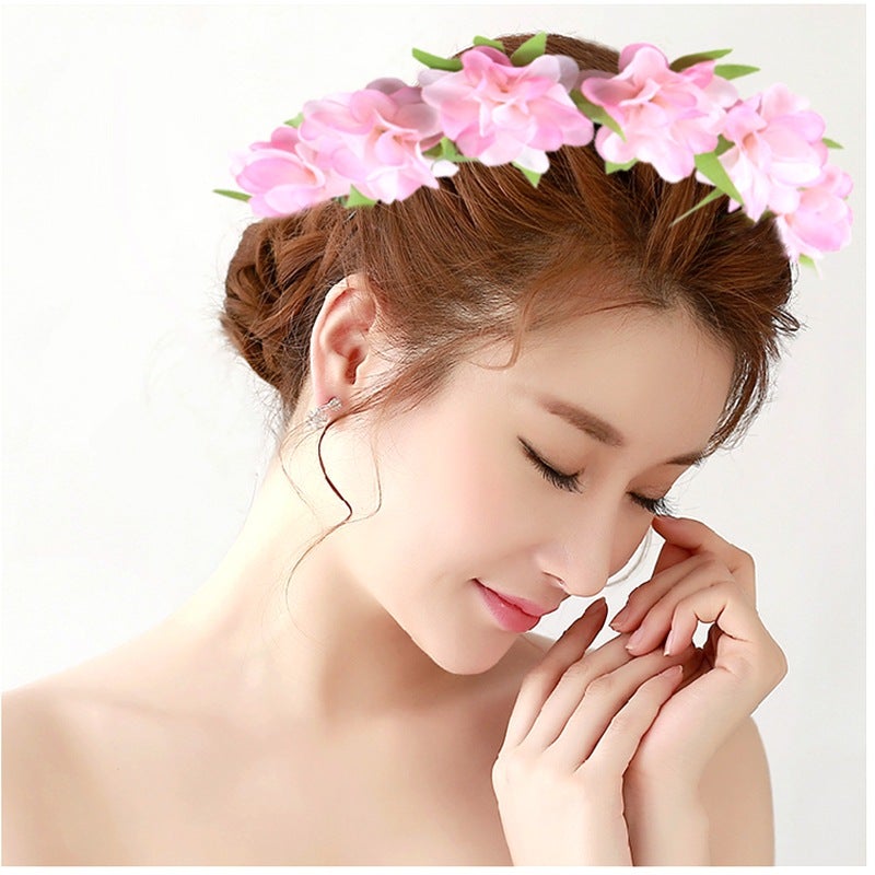 Ins Forest Flower Bridal Wreath Headwear Sandbelt Vacation Accessories Wedding Pography Po Green Plant Wedding Hair - Image 2