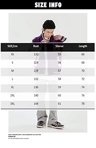 Moshtashio Mens Varsity College Jacket Baseball Bomber Jacket Vintage Sweatshirt Casual Unisex Streetwear Coats with Patch (Purple, X-Small) - Image 5