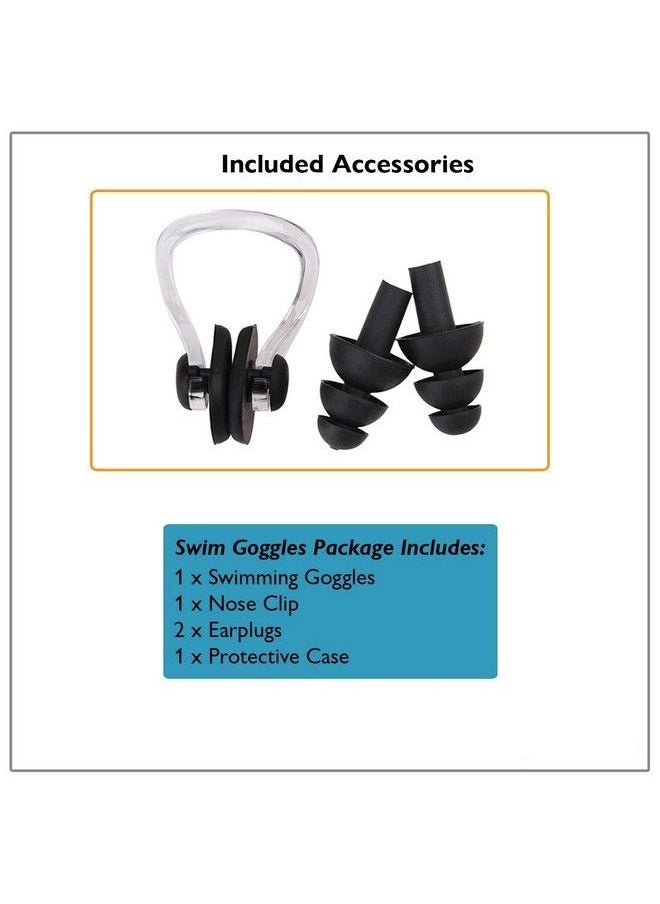 Prime Deals - Mirrored Wide Vision Swim Goggles Pro Clear Lens & Swimming Goggles With Uv And Anti Fog Protection For Adult Men Women With Free Protective Case Nose Clip Ear Plugs (Aqua Black) - Image 1