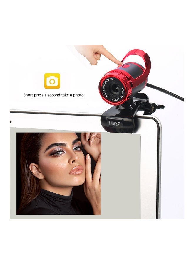 NIBEMINENT Portable Autofocus Wide-Angle Webcam Red/Black  - Image 3