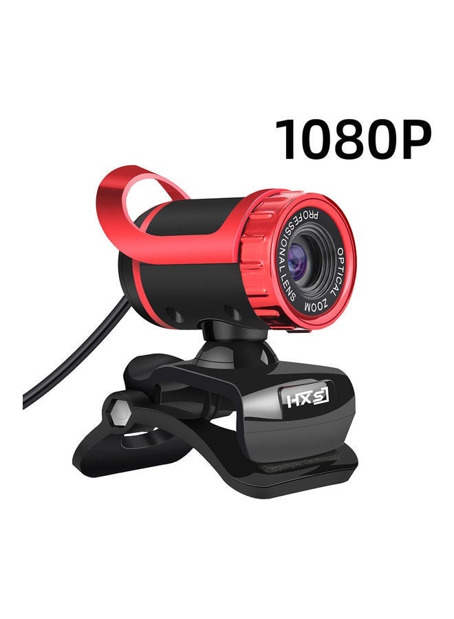 NIBEMINENT Portable Autofocus Wide-Angle Webcam Red/Black  - Image 1