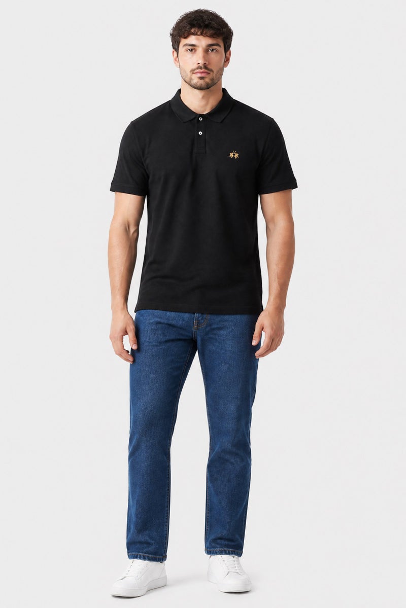 La Martina Men Regular Fit Embroidered Logo Short Sleeve Polo Shirt, Black - Image 2