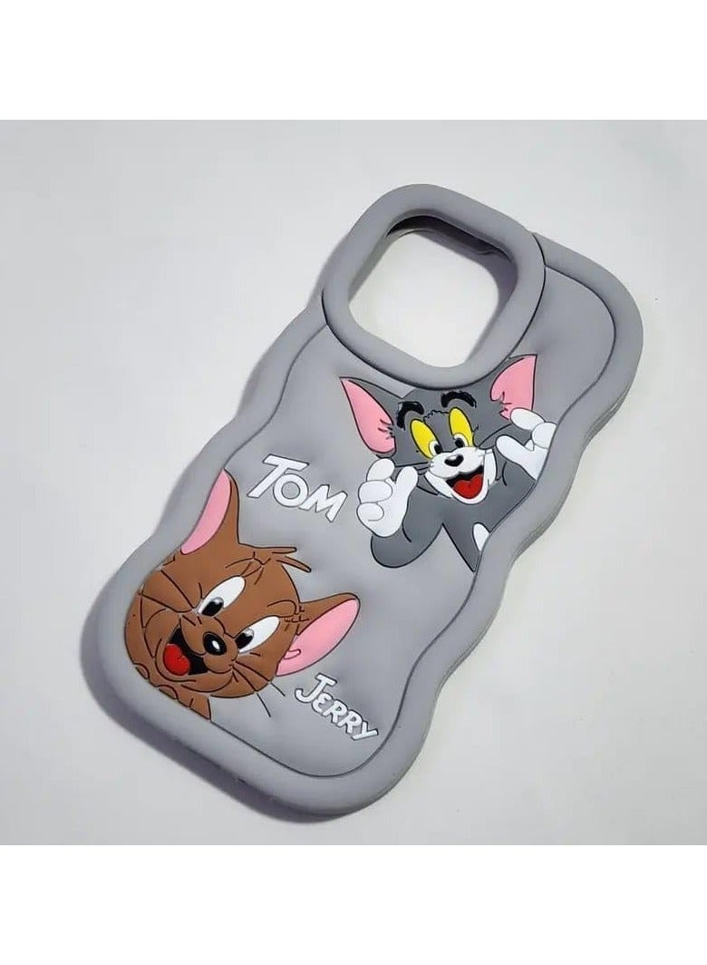 Raxoom For iPhone 15 Pro Max Cover Case with Camera Protection Cute 3D Soft Silicone Protective Design Cartoon Back Cover Silicone Grey  - Image 4