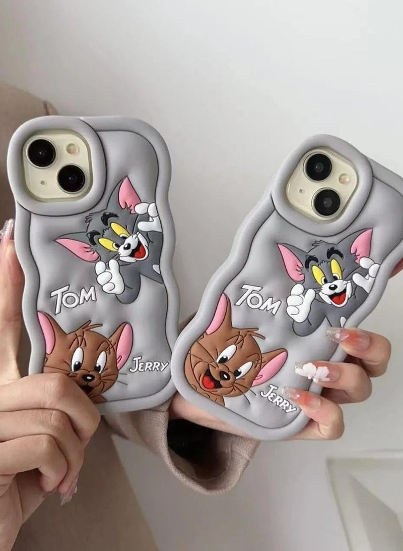 Raxoom For iPhone 15 Pro Max Cover Case with Camera Protection Cute 3D Soft Silicone Protective Design Cartoon Back Cover Silicone Grey  - Image 5