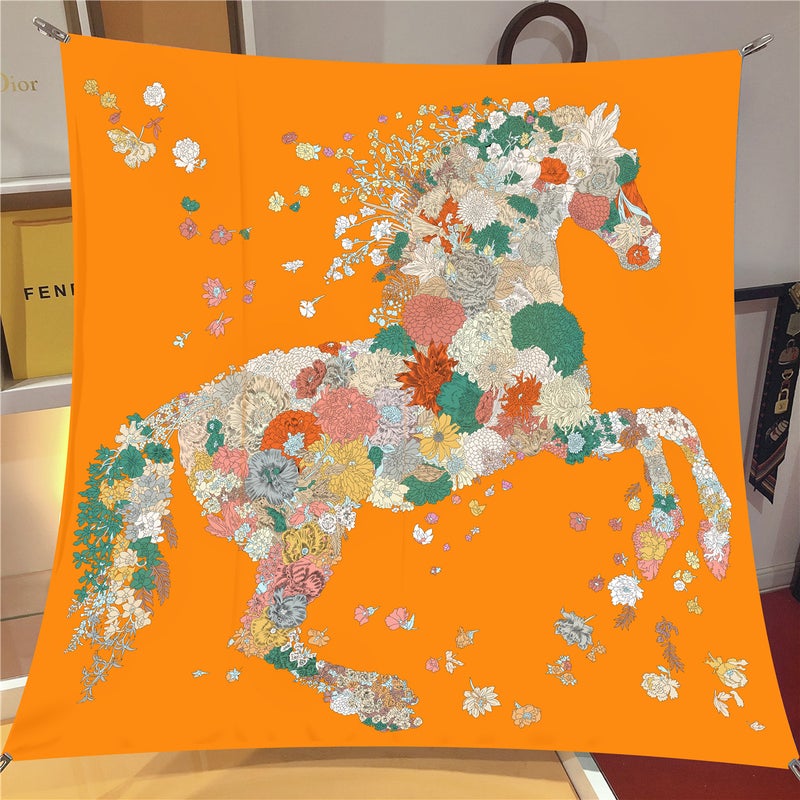 ISI 【Spotted Pegasus】 Living Room Decorative Silk Scarf Painting High-End Framed Diy90 * 90Cm Square Scarf Twill Scarf Women - Image 1