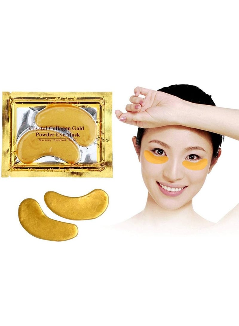 24K Gold Eye Mask,1 Pair (2Pcs) Under Eye Patches Skin Treatment Mask, Crystal Collagen Under Eye Mask for Reducing Dark Circles, Moisturizing, Puffiness and Eye Bags, Anti-Wrinkle, Hydrating - Image 1