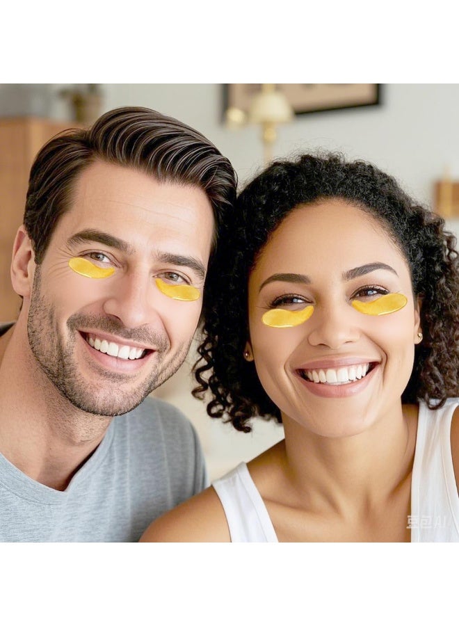 24K Gold Eye Mask,1 Pair (2Pcs) Under Eye Patches Skin Treatment Mask, Crystal Collagen Under Eye Mask for Reducing Dark Circles, Moisturizing, Puffiness and Eye Bags, Anti-Wrinkle, Hydrating - Image 4