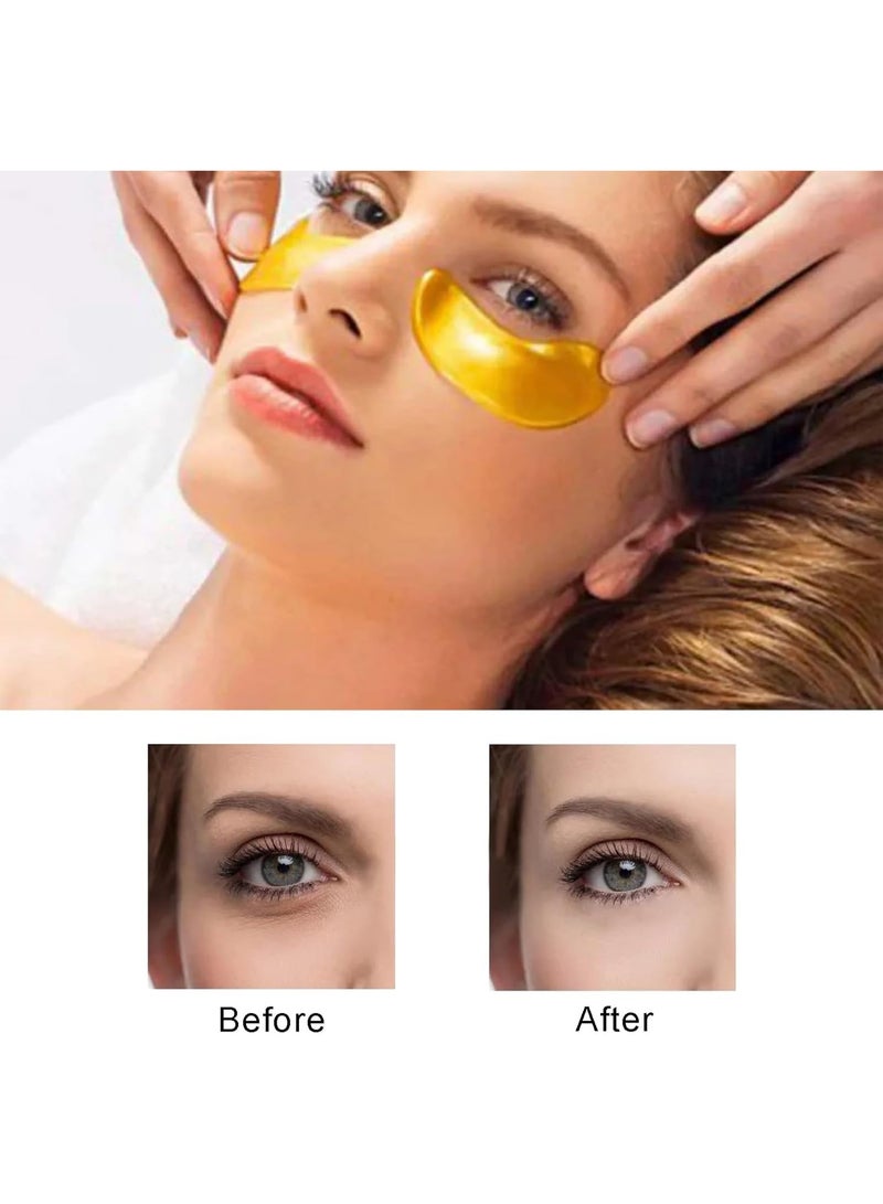 24K Gold Eye Mask,1 Pair (2Pcs) Under Eye Patches Skin Treatment Mask, Crystal Collagen Under Eye Mask for Reducing Dark Circles, Moisturizing, Puffiness and Eye Bags, Anti-Wrinkle, Hydrating - Image 5