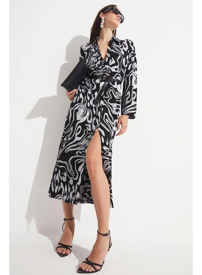 JUNE Abstract Print Shirt Dress