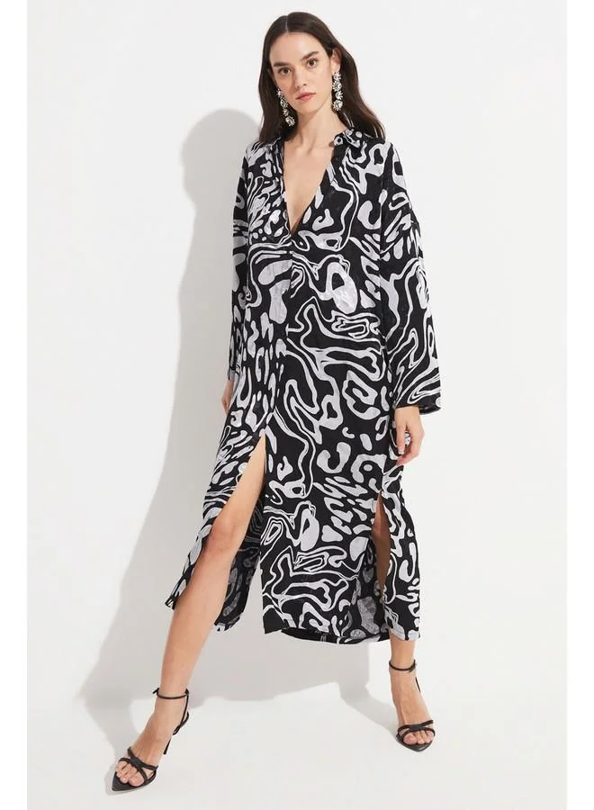 JUNE Abstract Print Shirt Dress