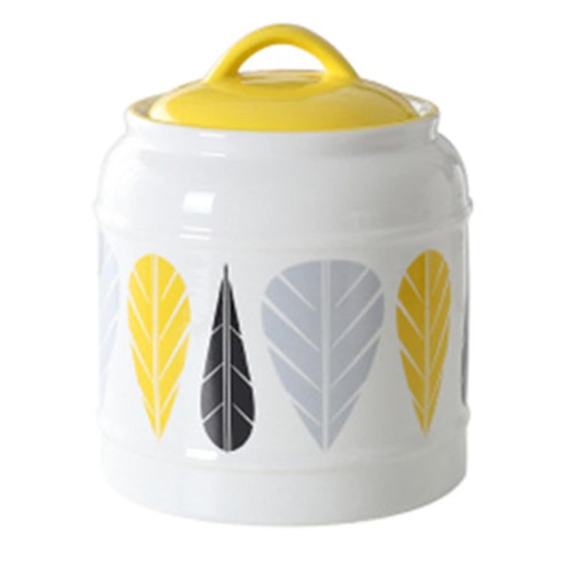 The Better Home جرار سيراميك أفضل للمنزل لتخزين المطبخ مع غطاء حاوية سيراميك محكمة الإغلاق جرة متعددة الاستخدامات للخل والحبوب والبقول 25 لتر أصفر 25L - Image 2