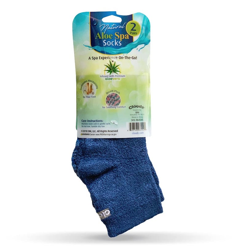 Cloudz - (2 Pairs! Dreamy Blue Soft Plush Natural Aloe Vera Spa Socks - (Assorted Solid & Patterned) - Image 3