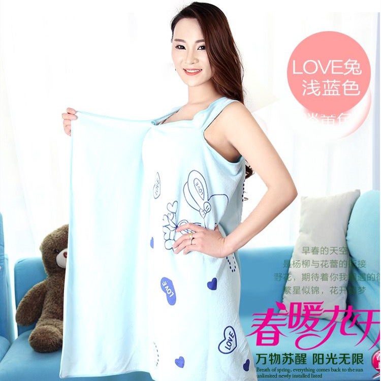 Thin Cartoon Printed Wearable Bath Towel Can Be Wrapped Household Fine Fiber Bath Skirt Beauty Salon Sweat Steamed Large Towel - Image 3