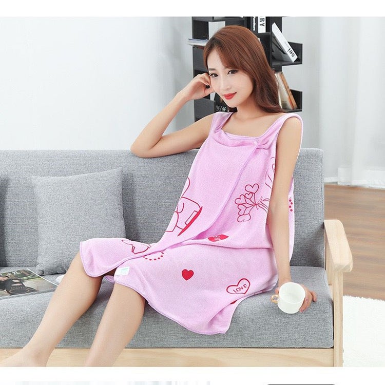 Thin Cartoon Printed Wearable Bath Towel Can Be Wrapped Household Fine Fiber Bath Skirt Beauty Salon Sweat Steamed Large Towel - Image 1