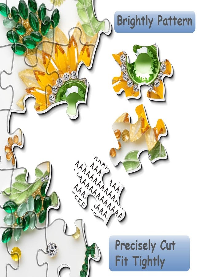 PPuzzling Crystal Sunflowers Puzzle 1000 Pieces for Adults, Diamond Jewel Flowers Art Jigsaw Puzzles, Challenging Nature Plant Puzzle as Floral Decor - Image 4